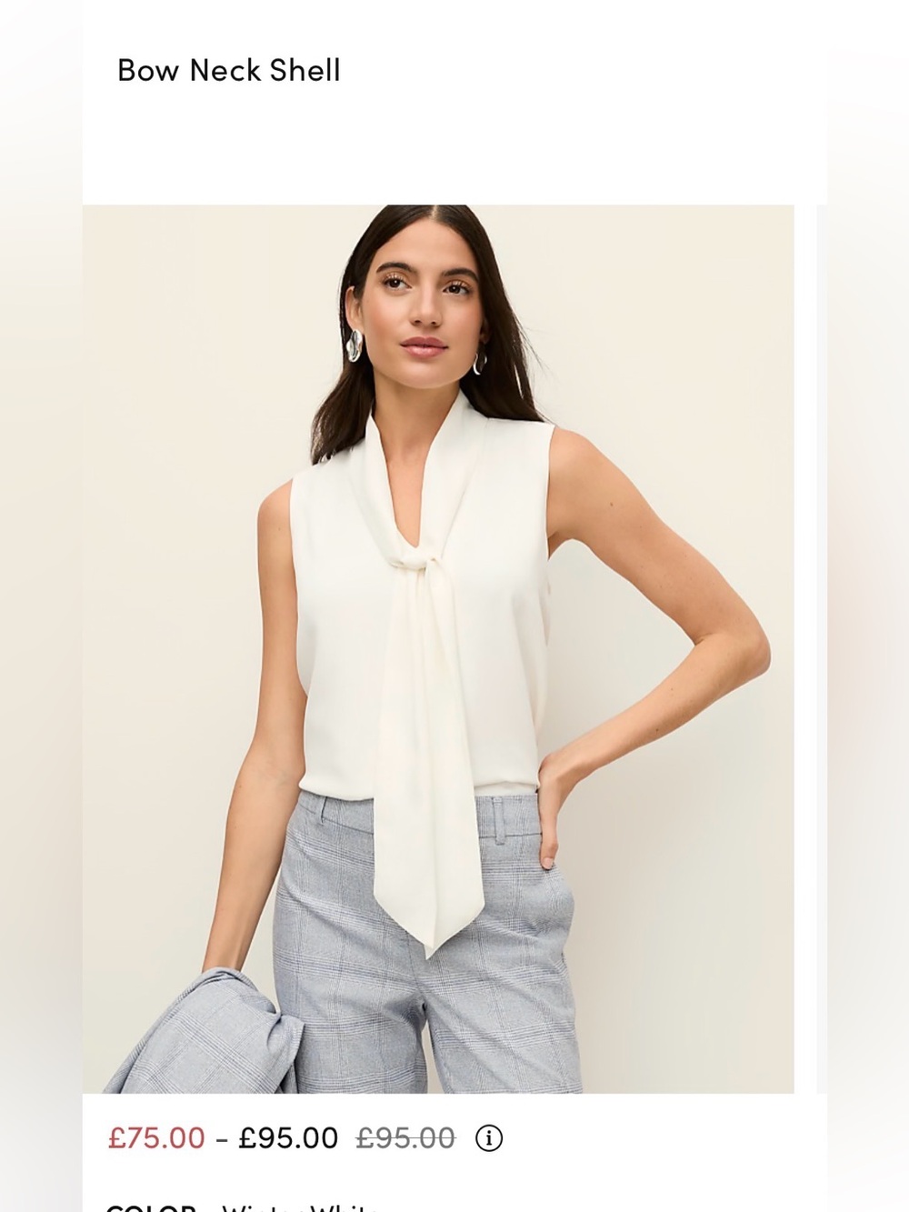 Ann Taylor Sleeveless Tie-Neck Blouse - Cream size L NWT